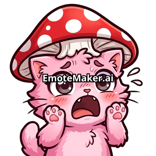 Pink cat with mushroom hat