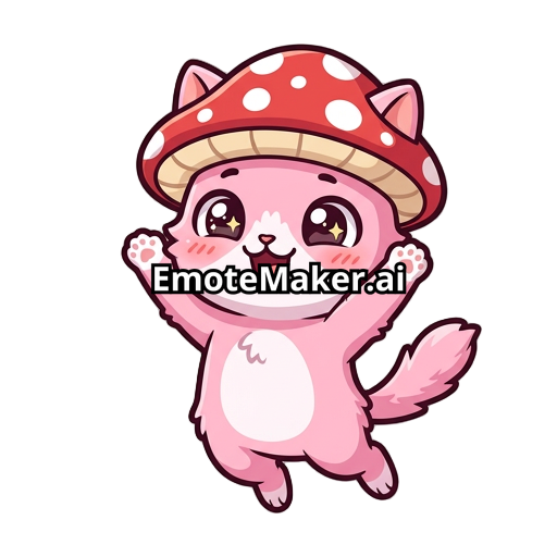 Pink cat with mushroom hat
