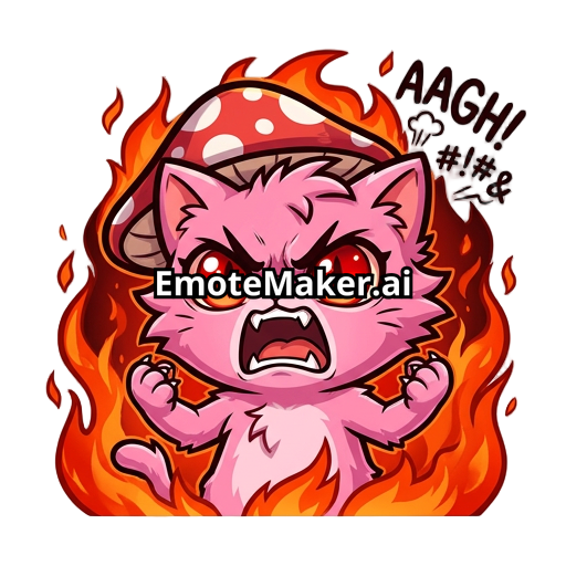 Pink cat with mushroom hat