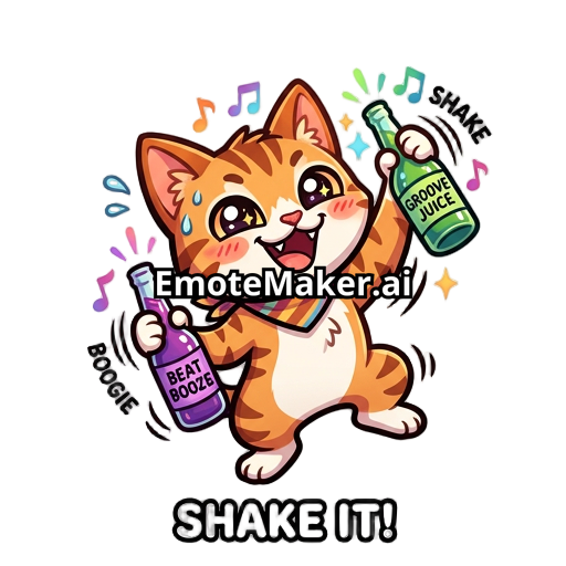 Cat with two bottles in hands shaking to the beat