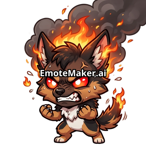 Angry Schakal brown black. getting red eyes and smoke and fire because he gets angry