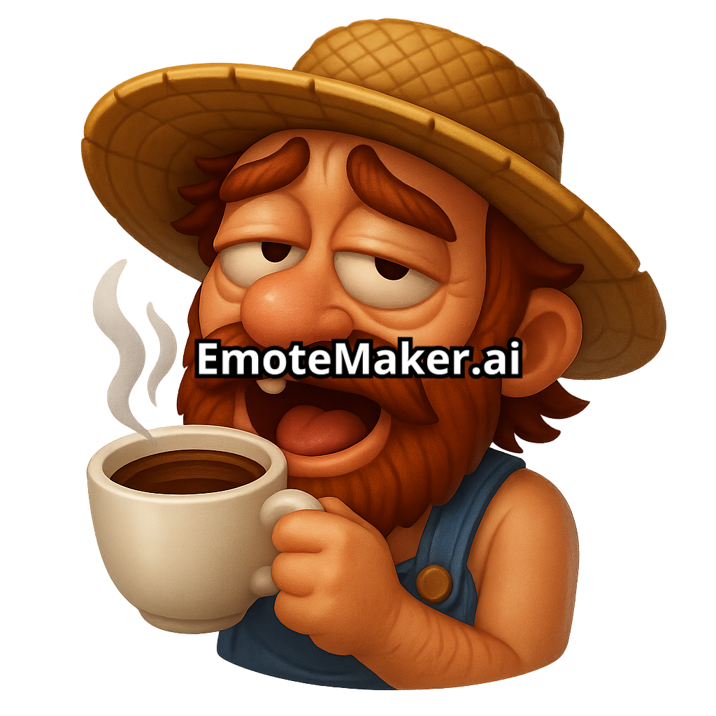 A hillybilly with a strawhat having a coffee
