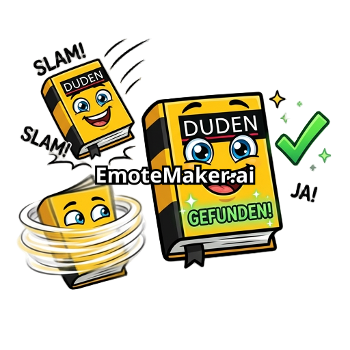 Start (Frame 1–30): Der Duden mit Gesicht fällt ins Bild und schlägt sich auf. Suche (Frame 31–100): Die Seiten fliegen nur so vorbei (Motion Blur ist hier dank der vielen Frames gut darstellbar). Vielleicht huschen die Augen des Charakters hin und her. Fund (Frame 101–120): Das Blättern stoppt abrupt. Ein spezifisches Wort leuchtet auf. Reaktion (Frame 121–150): Der Charakter nickt zufrieden, oder ein grüner Haken erscheint und pulsiert leicht.