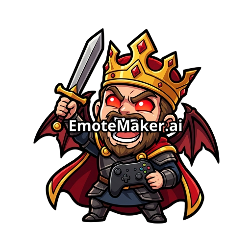 Create a king from medieval times with demon wings holding a sword and controller