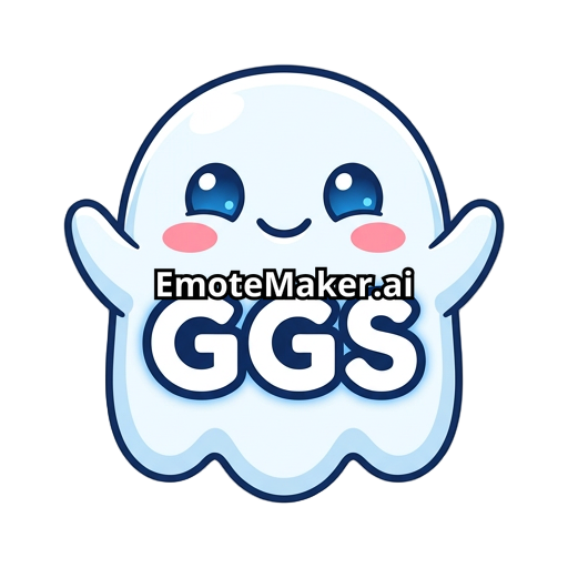 make me a super cute ghost emote with GGS being super easily to read. the ghost eyes are blue. can the ghost have some pink cheeks