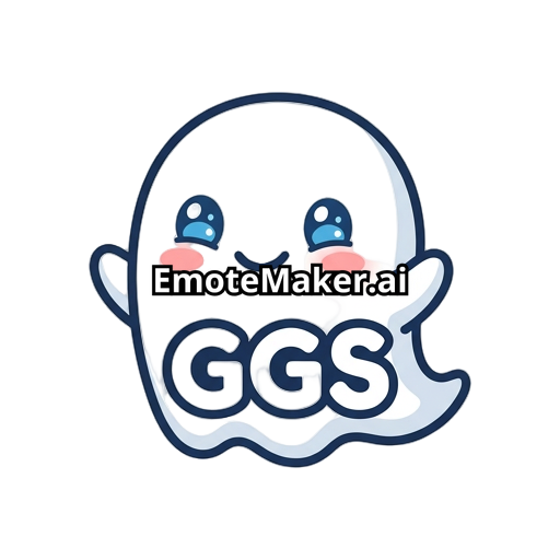 make me a super cute ghost emote with GGS being super easily to read. the ghost eyes are blue. can the ghost have some pink cheeks