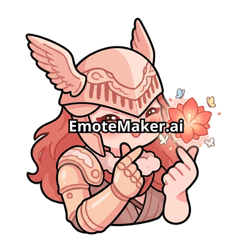 Malenia doing a classic anime finger-heart or holding a giant glowing heart, but the twist is the heart is styled like a brilliant, blooming Scarlet Aeonia flower with little butterflies around it.