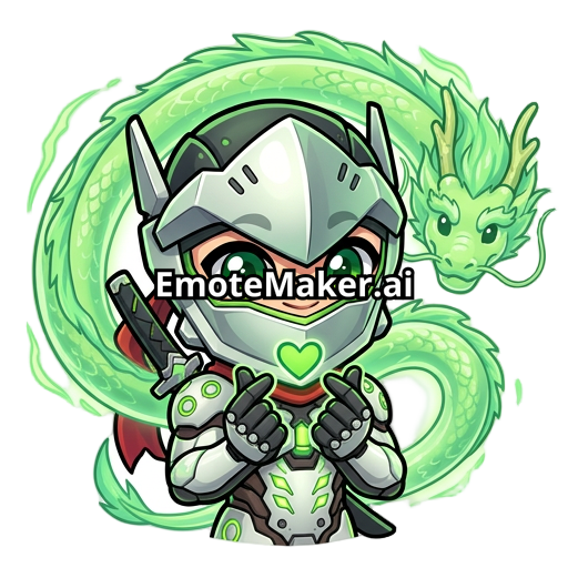 genji from overwatch making a cute finger heart with his dragon floating around him