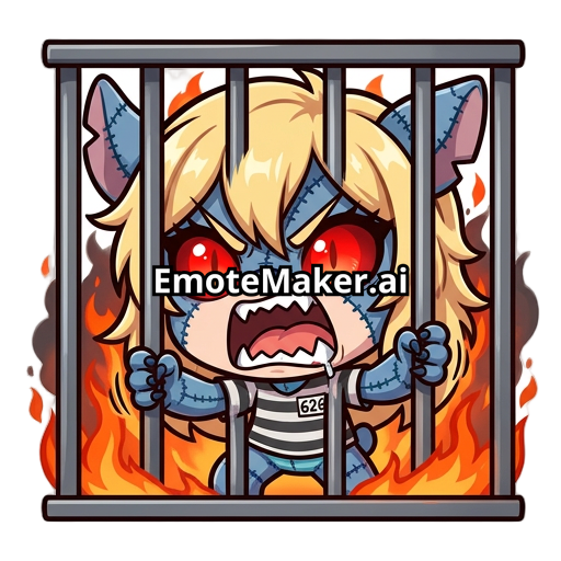 Blonde stitch chibi girl behind bars in jail