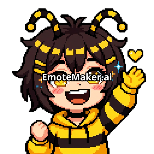 una chica de cabello corto con ropa amarilla y negra con antenas de abeja