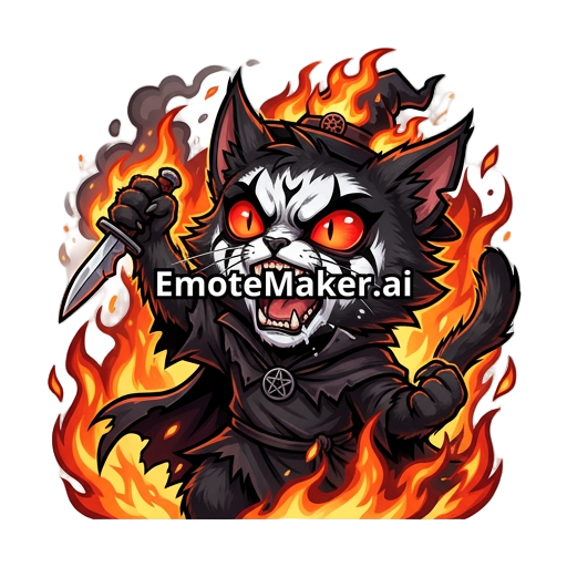 anthro black witch cat with corpse paint with a knife