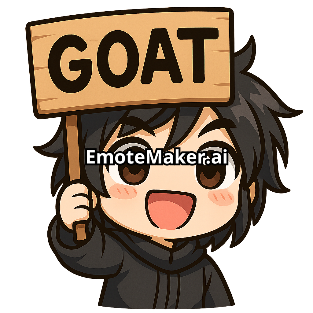 personnage mignon style darkhane avec une pancarte goat 