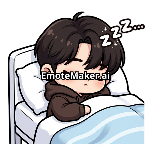 Cute kpop guy with dark hair and a dark brown hoodie sleeping in a bed with Zzz above his head