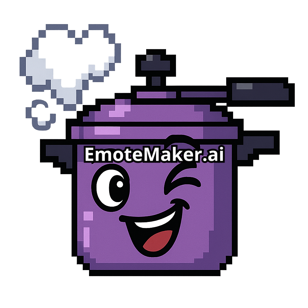 A violet pressure cooker named Seb with a cheerful face, steam puffing out as it gives a playful wink.