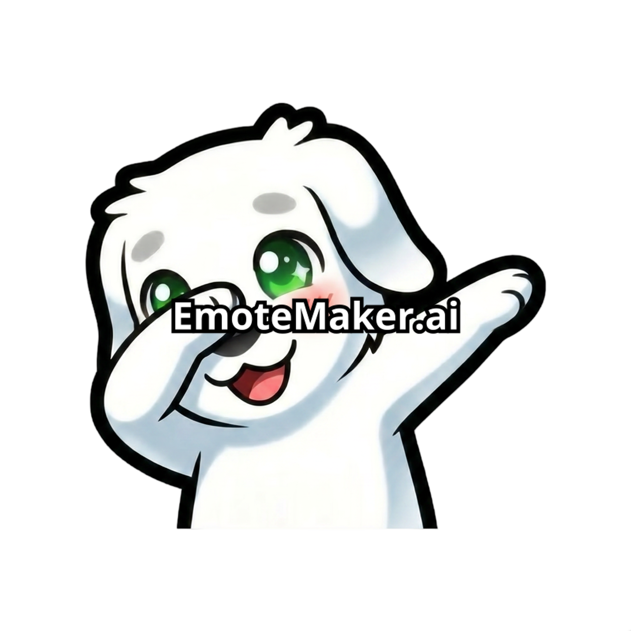 Change this emote to doing a dab pose — one arm extended straight out, face tucked into the other arm's elbow, confident stance. Keep the exact same character design, outfit, colors, and art style.