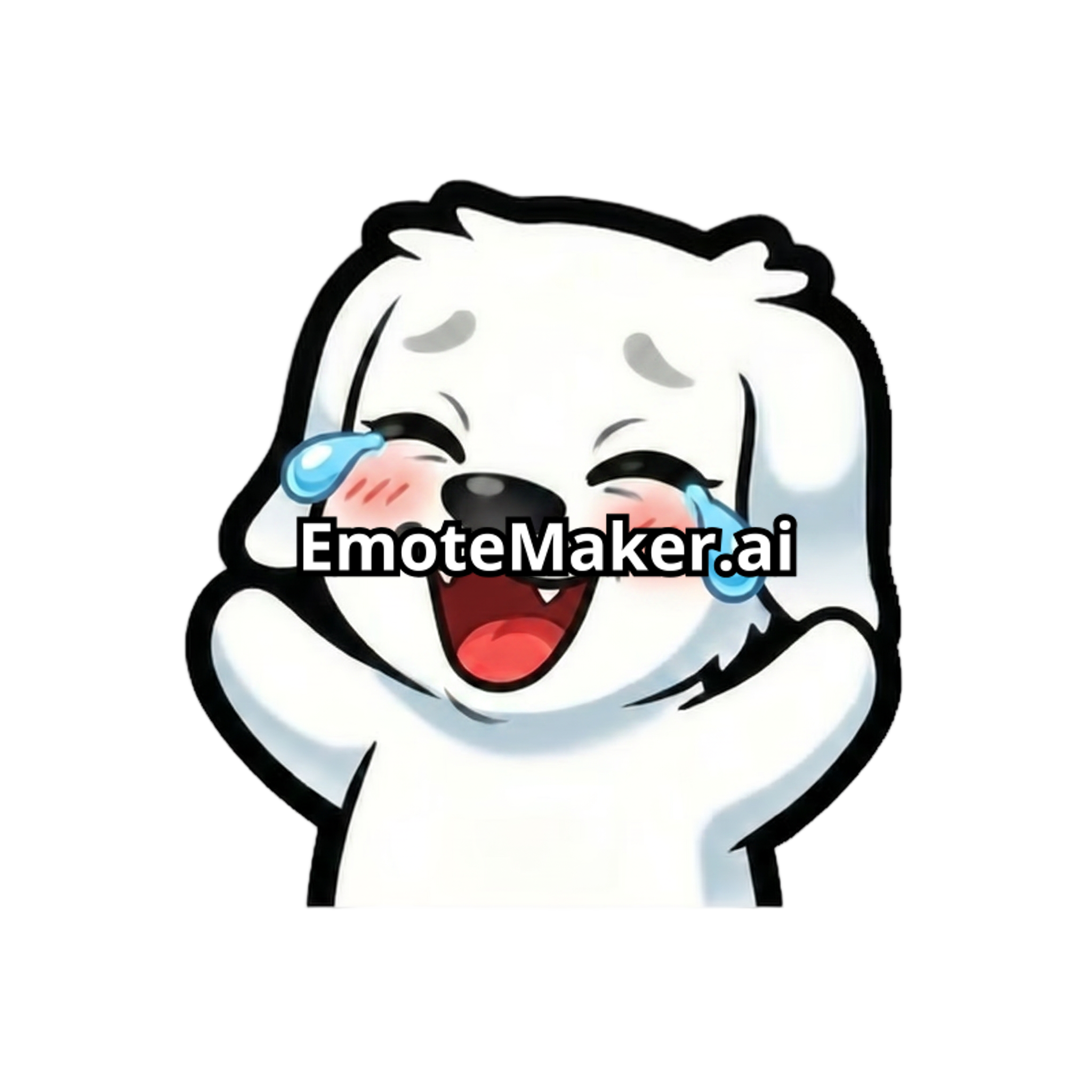 Change this emote's expression to laughing hard with eyes squeezed shut, open mouth, and tears of joy. Keep the exact same character design, outfit, colors, and art style.