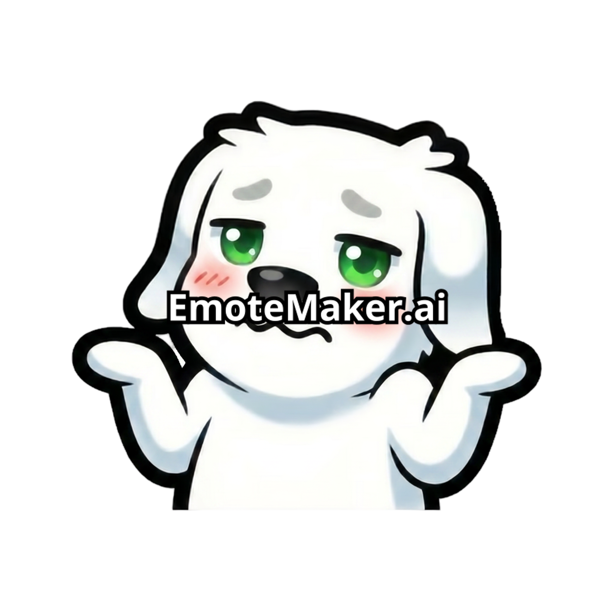 Change this emote to shrugging with both palms up, shoulders raised, and a confused or indifferent expression. Keep the exact same character design, outfit, colors, and art style.