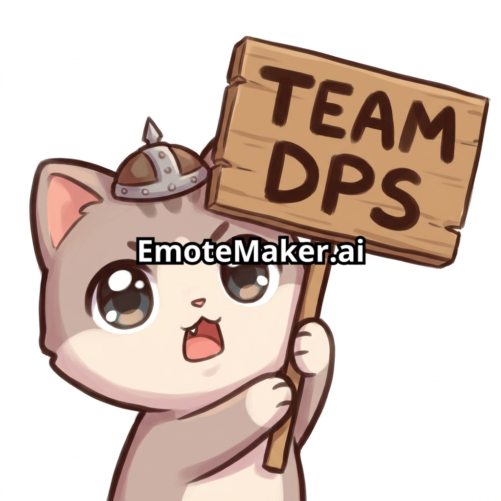 Cat holding wood sign with Team dps