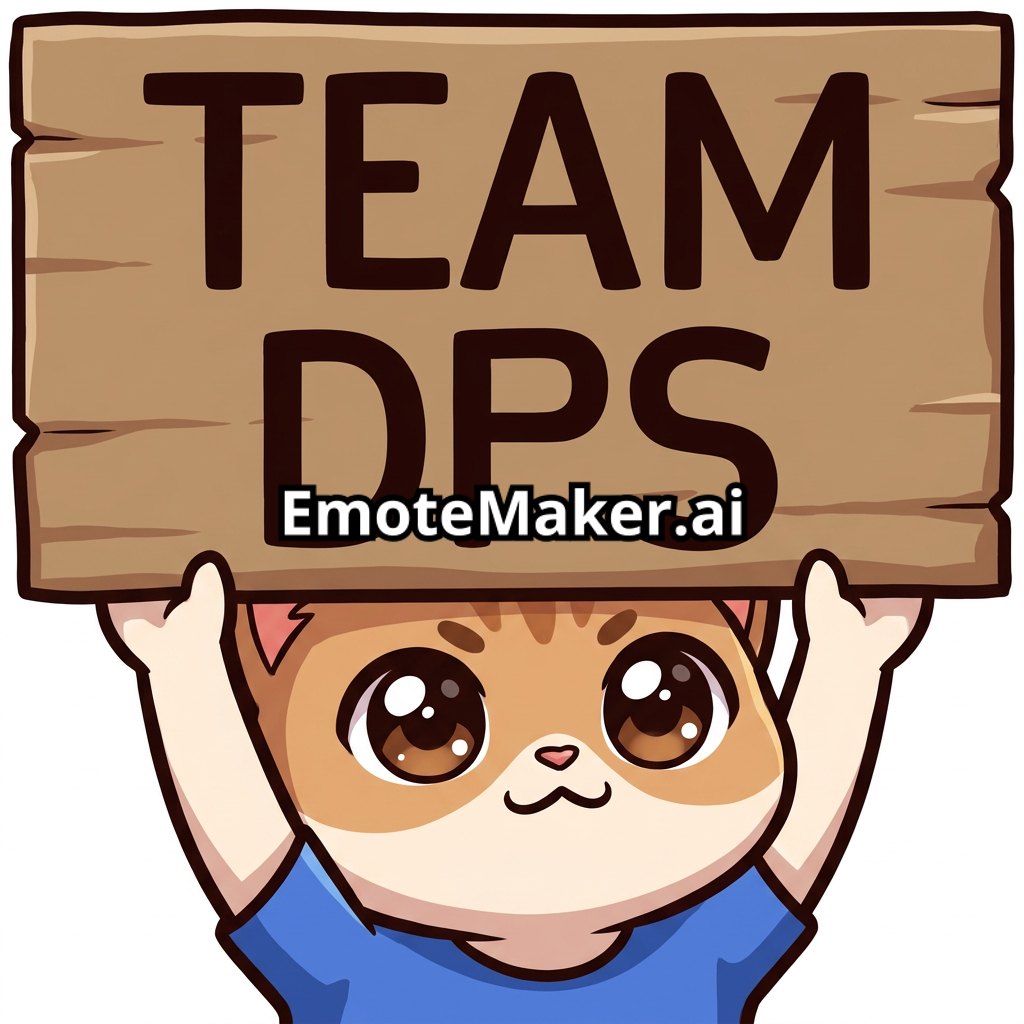Cat holding wood sign with Team dps transparent for discord