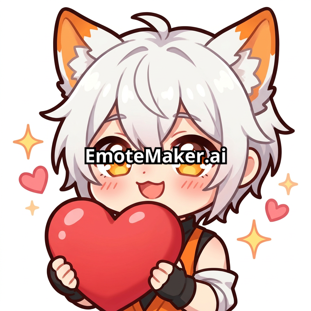 make it in a chibi and kawaii style and no watermark and make the emote holding a heart
