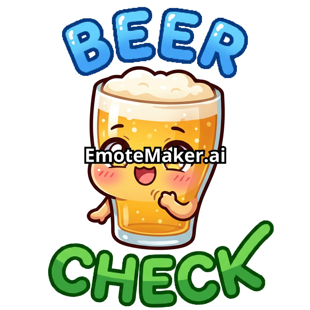 Beer glass filled with beer. with the words BEER on the top and CHECK on the bottom
