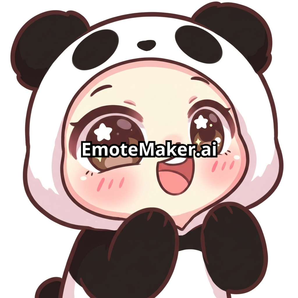 Kawaii chibi girl wearing panda costume with a big cheerful smile and bright sparkling eyes