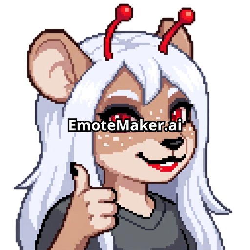 Martian  Mice  Form.    NP. The Leader. she has long Diamond white hair. Fur: ​​Light brown with delicate white spots. her eye color is Red, and she has Black up lips and Red down lips, and two red antenna on head, black eyeshadow, and Black nails. No piercings and No tail ring and No earring.